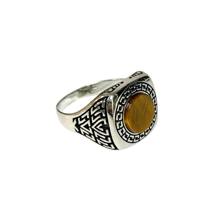 Sterling Silver Tiger Eye Agate Stone Ring