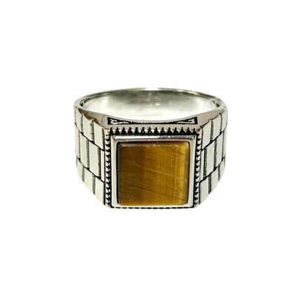 Sterling Silver Tiger Eye Agate Stone Ring