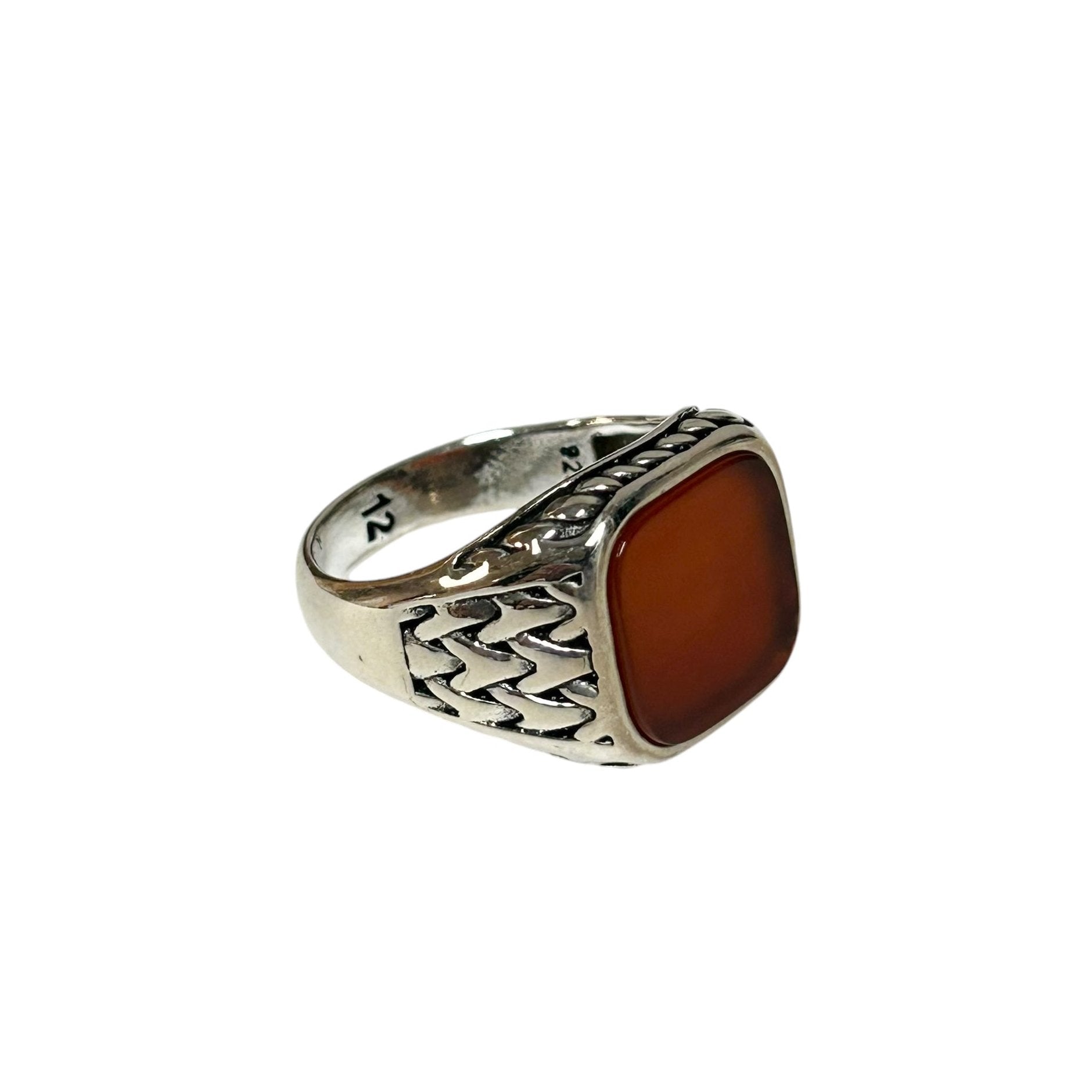 Sterling Silver Red Agate Stone Ring