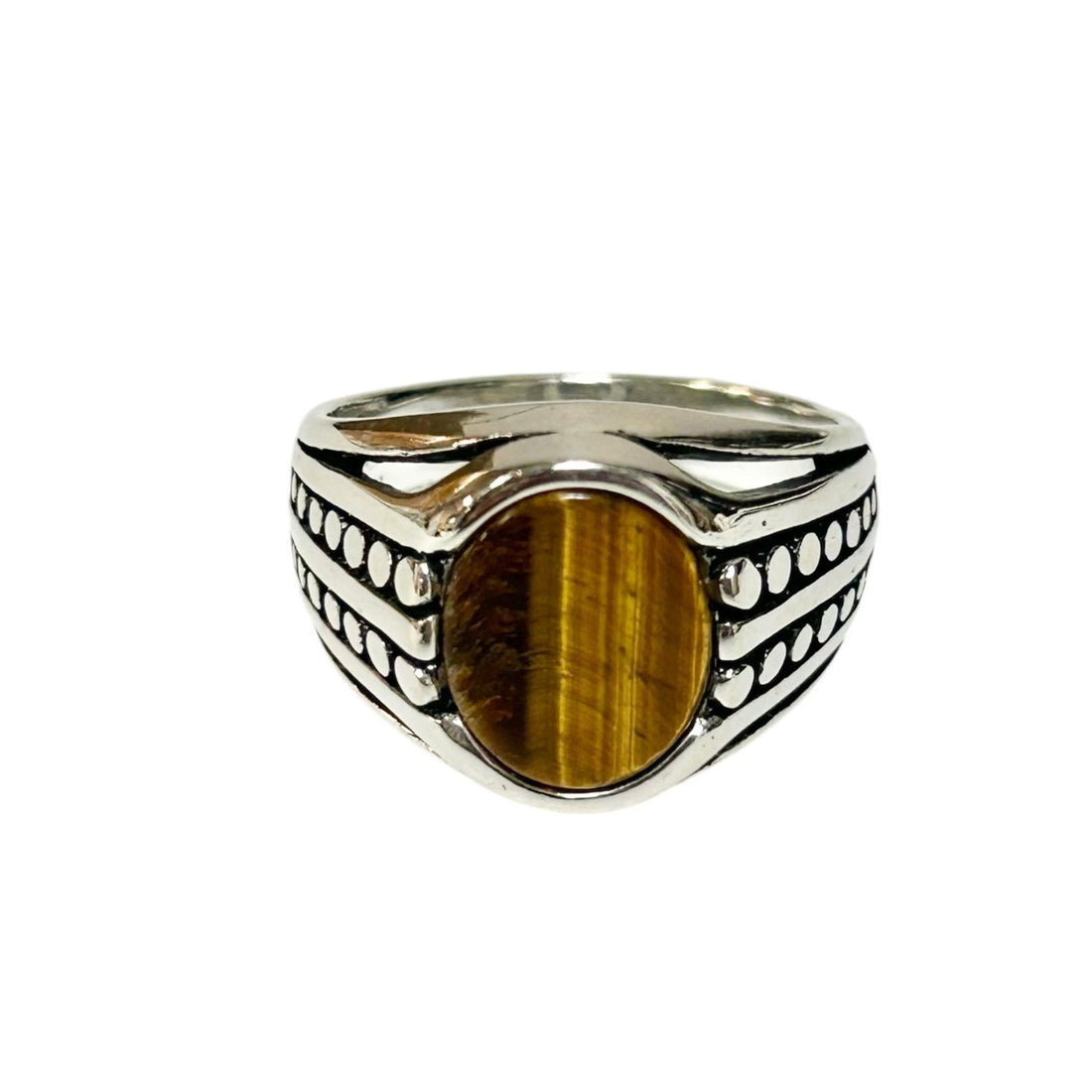 Sterling Silver Tiger Eye Agate Stone Ring