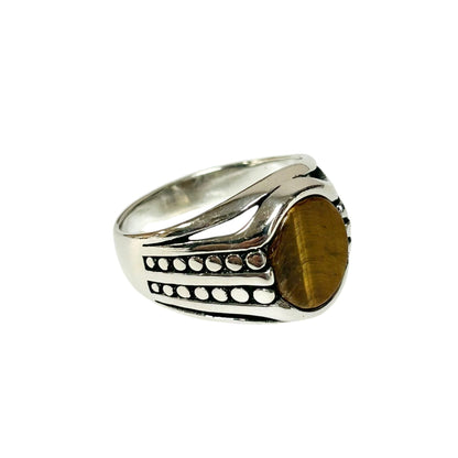 Sterling Silver Tiger Eye Agate Stone Ring