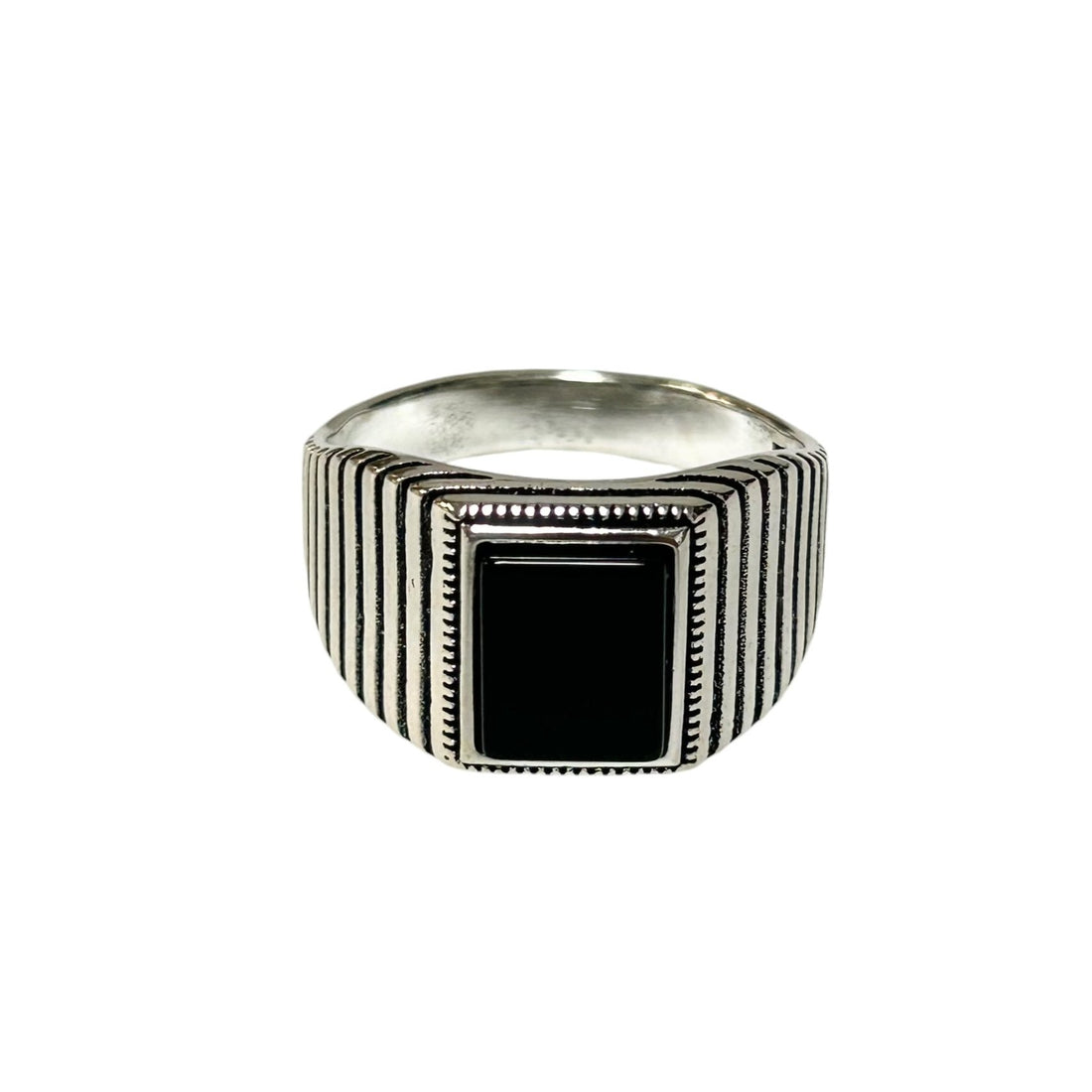 Sterling Silver Black Onyx Agate Stone Ring