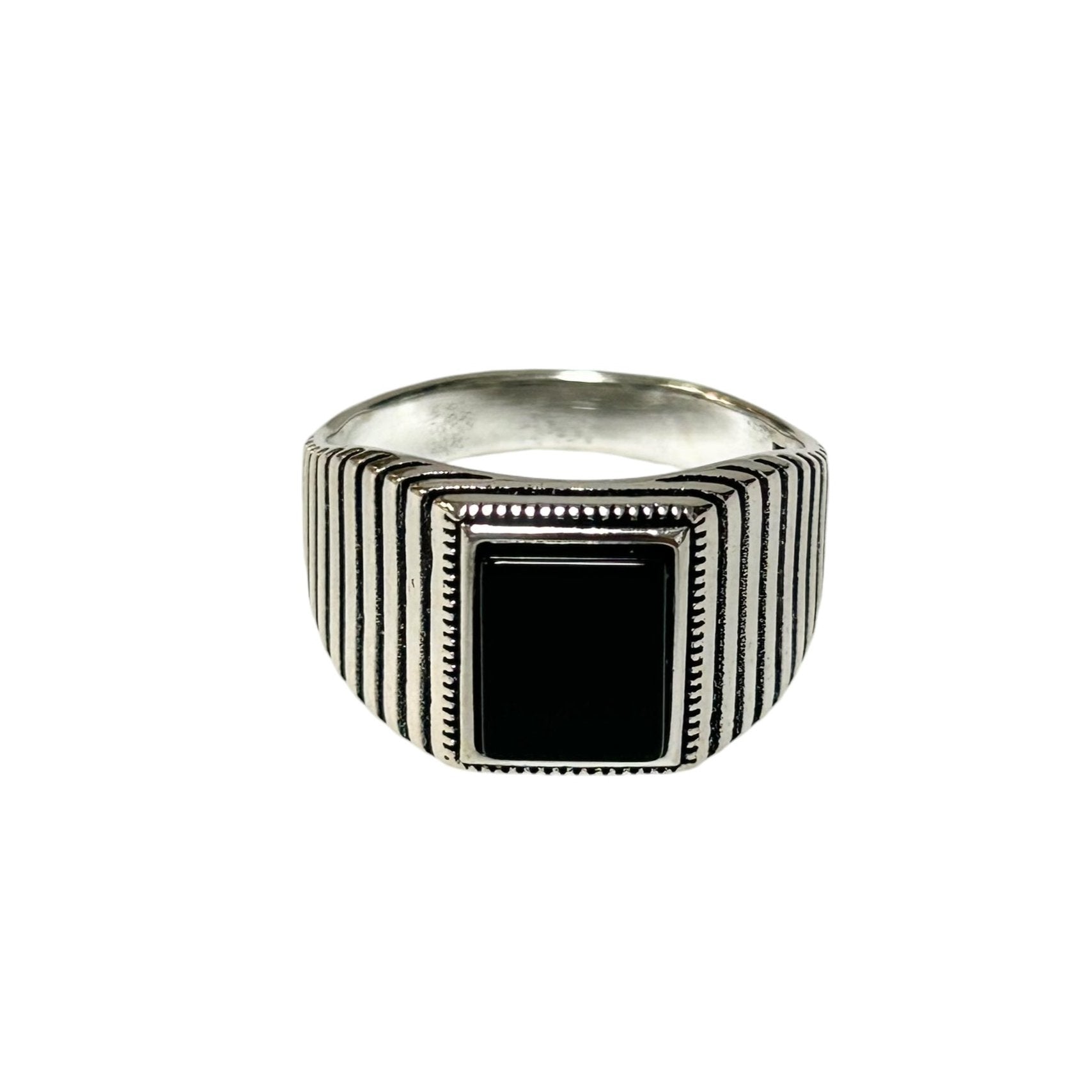 Sterling Silver Black Onyx Agate Stone Ring