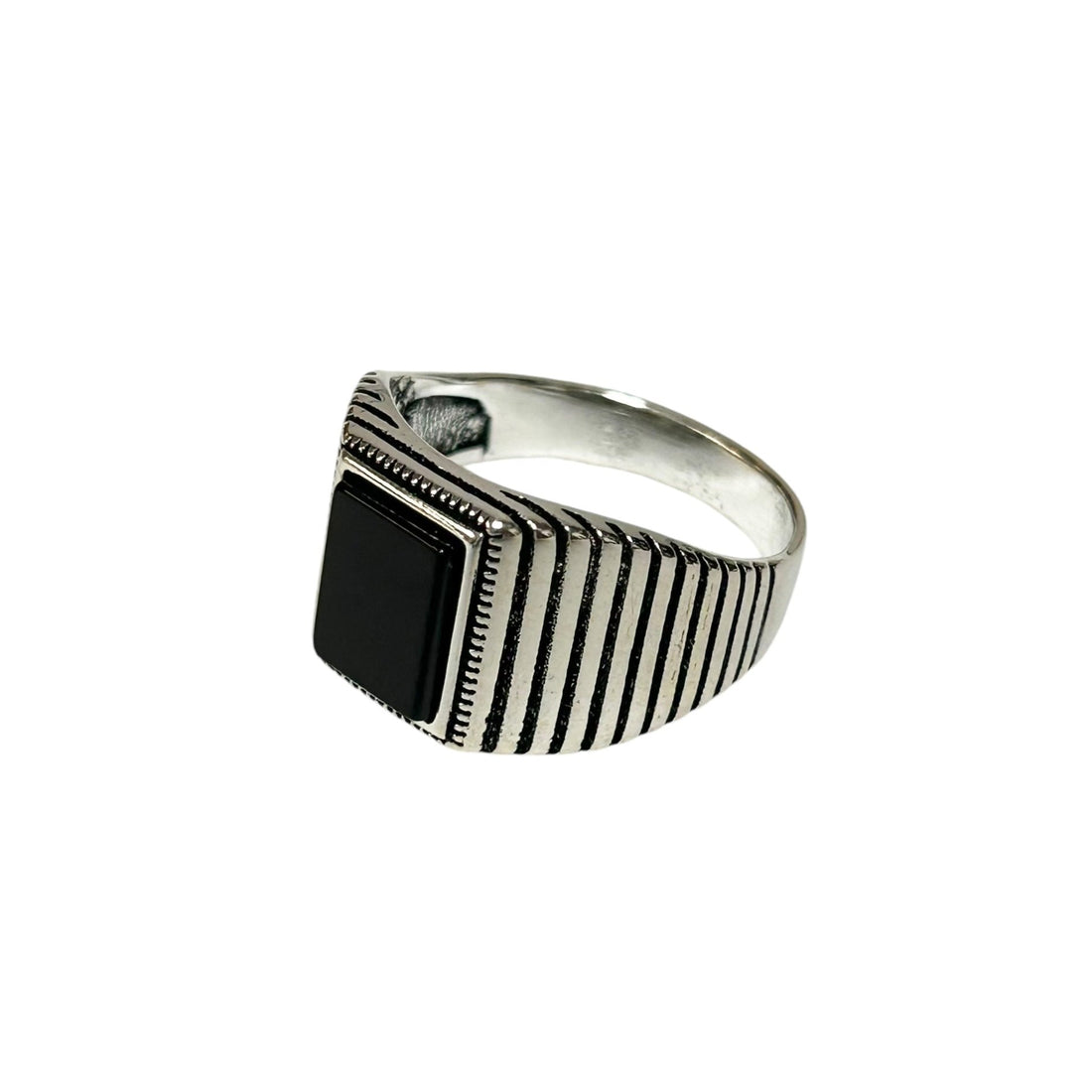 Sterling Silver Black Onyx Agate Stone Ring