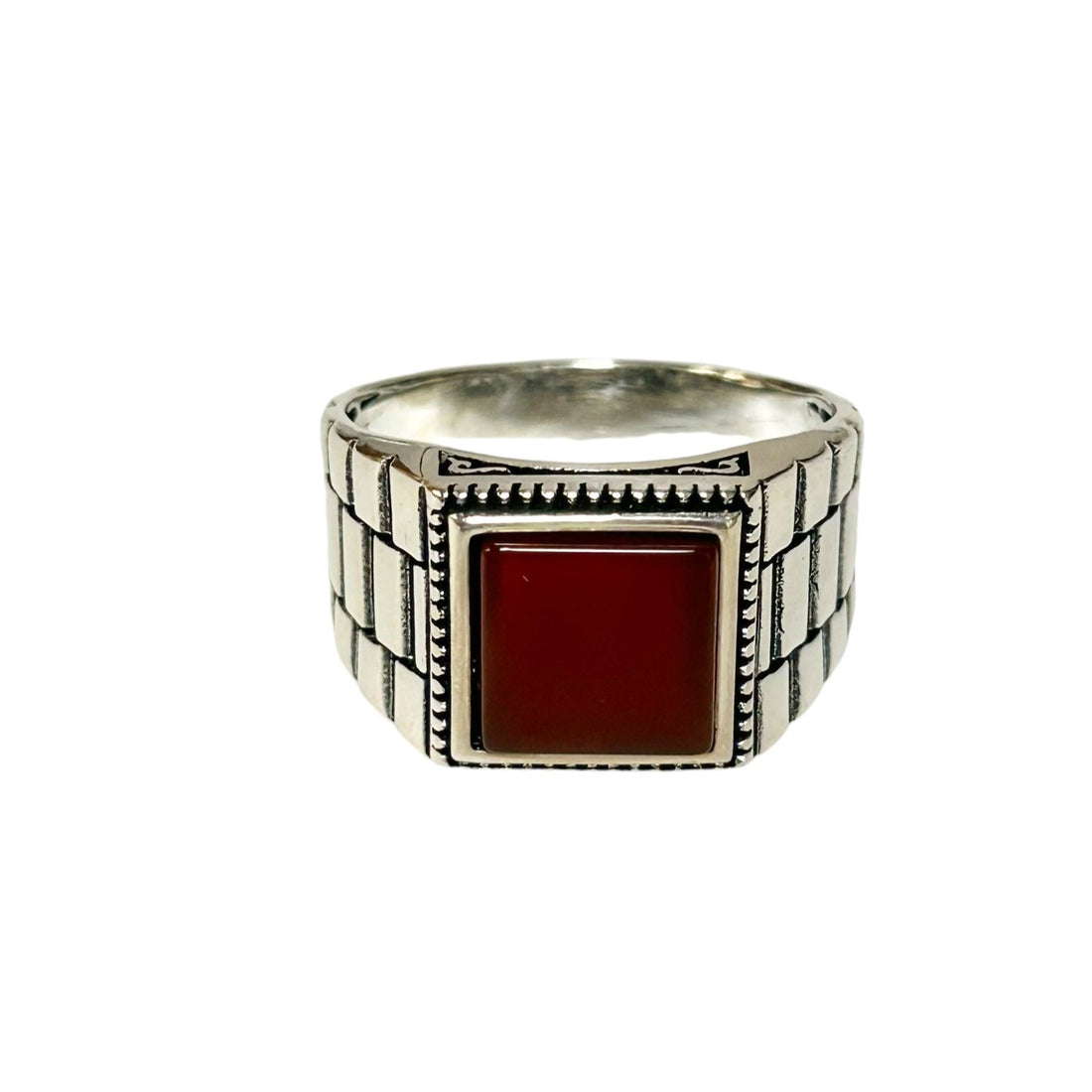 Sterling Silver Red Agate Stone Ring