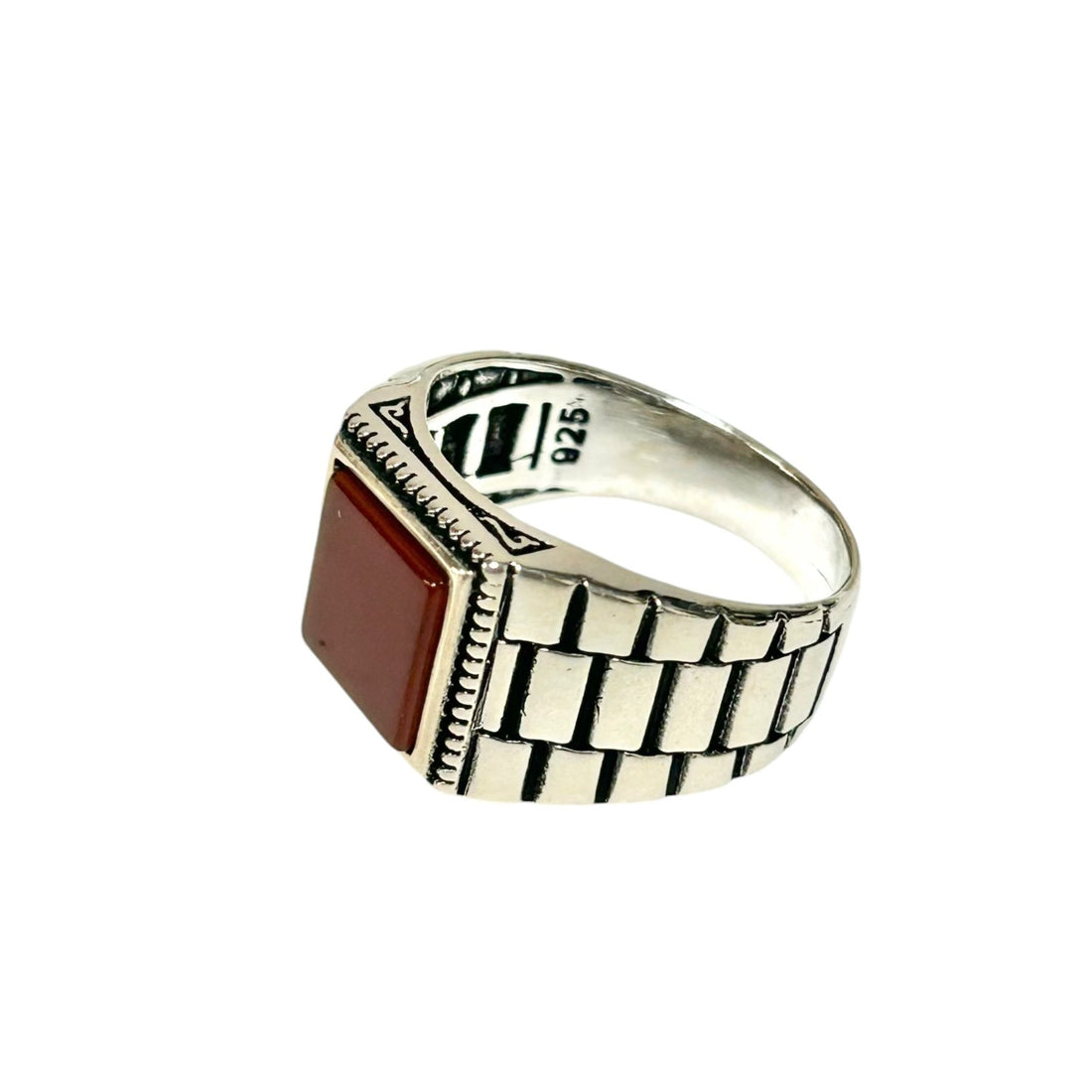 Sterling Silver Red Agate Stone Ring
