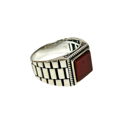 Sterling Silver Red Agate Stone Ring