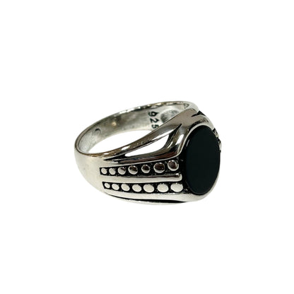 Sterling Silver Black Onyx Agate Stone Ring