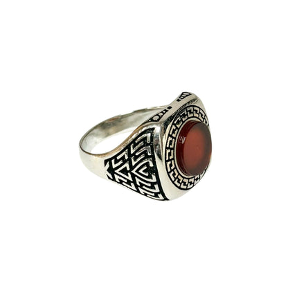 Sterling Silver Red Agate Stone Ring