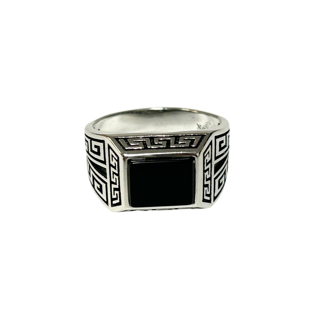 Sterling Silver Black Onyx Agate Stone Ring