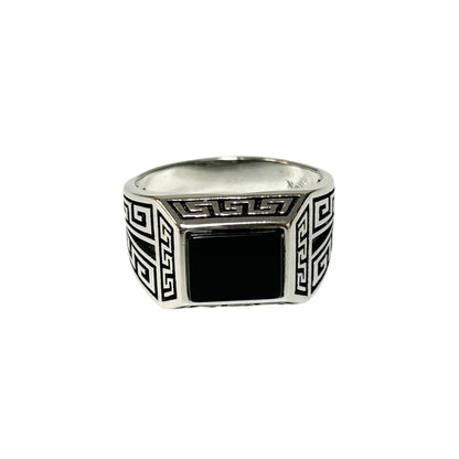 Sterling Silver Black Onyx Agate Stone Ring