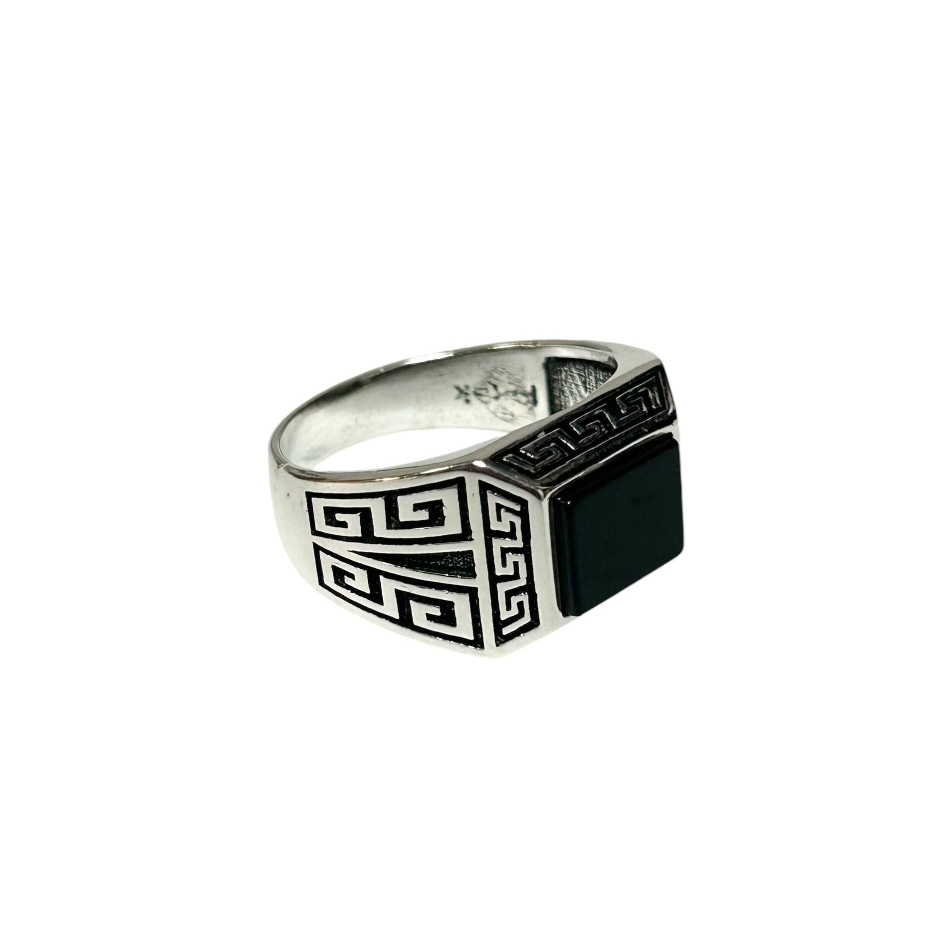 Sterling Silver Black Onyx Agate Stone Ring