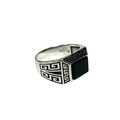 Sterling Silver Black Onyx Agate Stone Ring