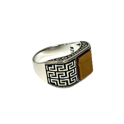 Sterling Silver Tiger Eye Agate Stone Ring