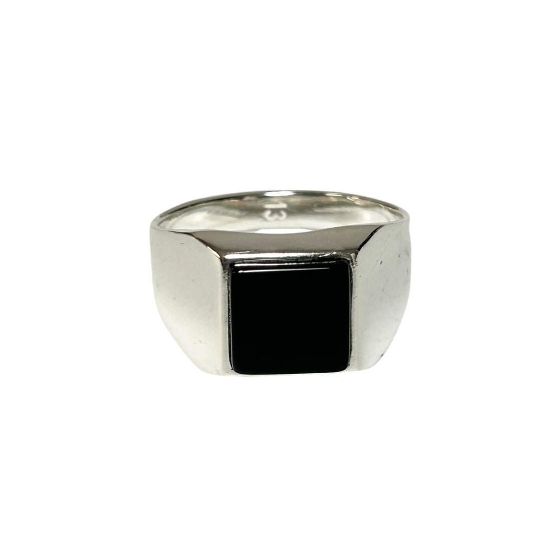 Sterling Silver Black Onyx Agate Stone Ring