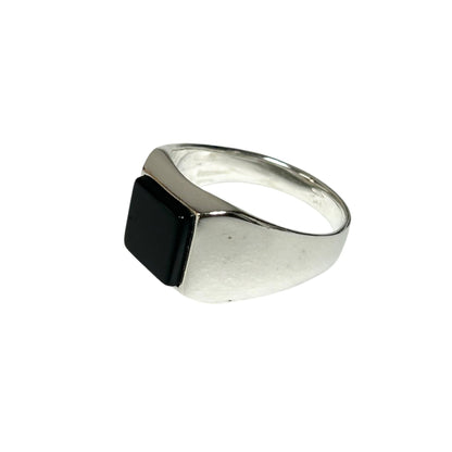 Sterling Silver Black Onyx Agate Stone Ring