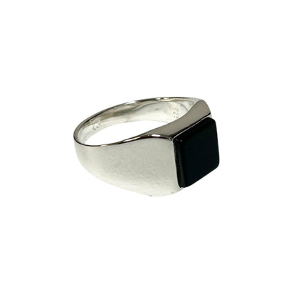 Sterling Silver Black Onyx Agate Stone Ring