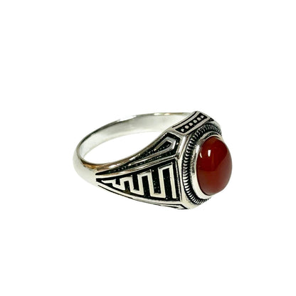 Sterling Silver Red Agate Stone Ring