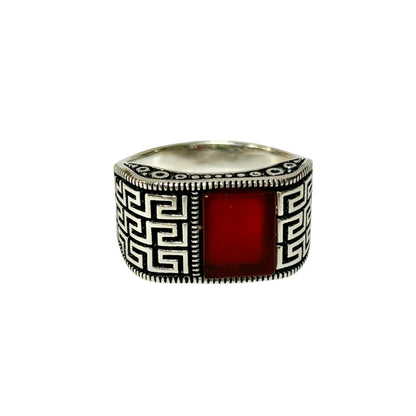 Sterling Silver Red Agate Stone Ring
