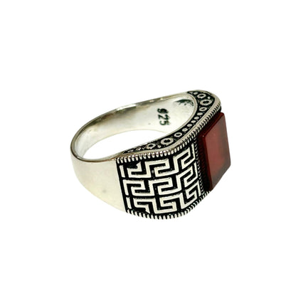 Sterling Silver Red Agate Stone Ring