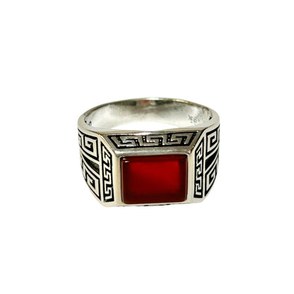 Sterling Silver Red Agate Stone Ring