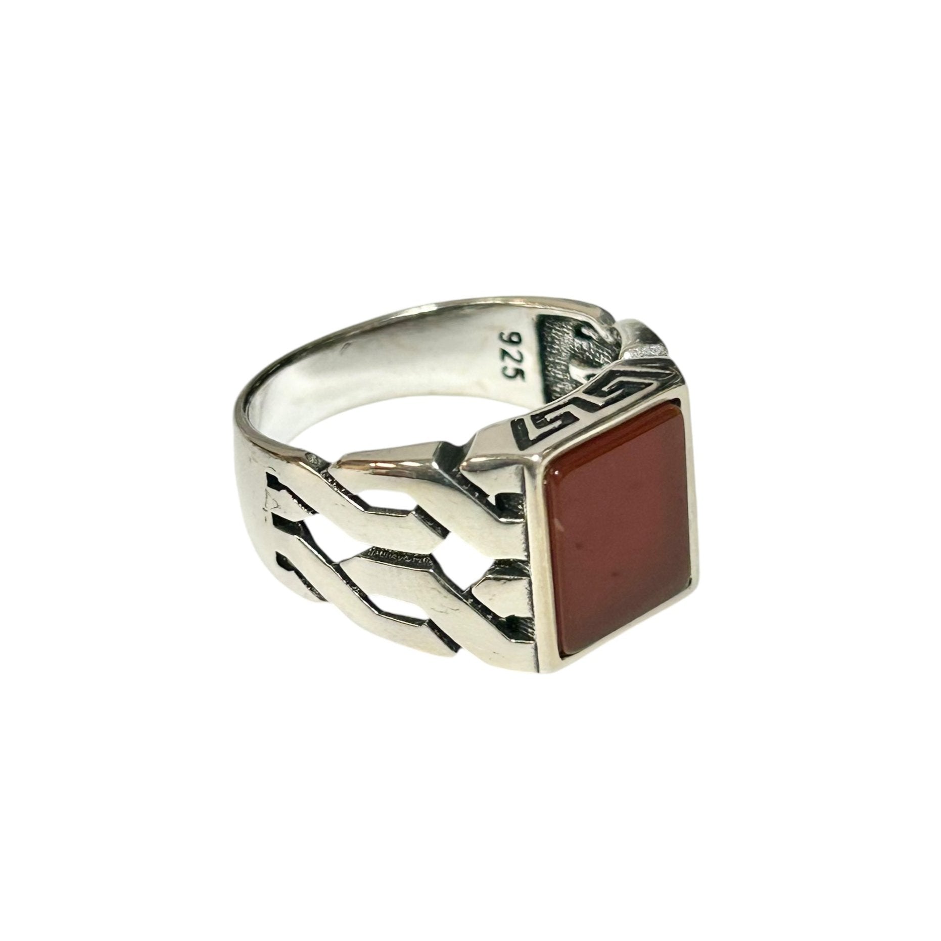 Sterling Silver Red Agate Stone Ring