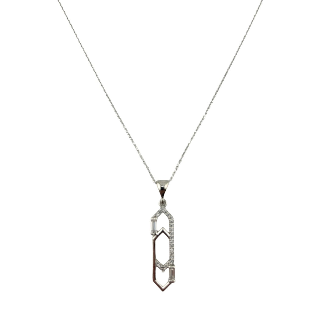 Sterling Silver CZ Womens Necklace