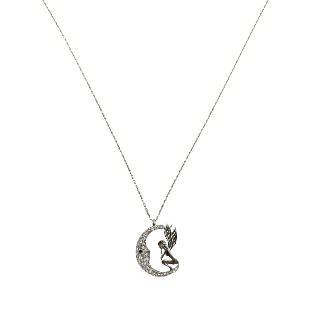 Sterling Silver CZ Fairy Womens Necklace