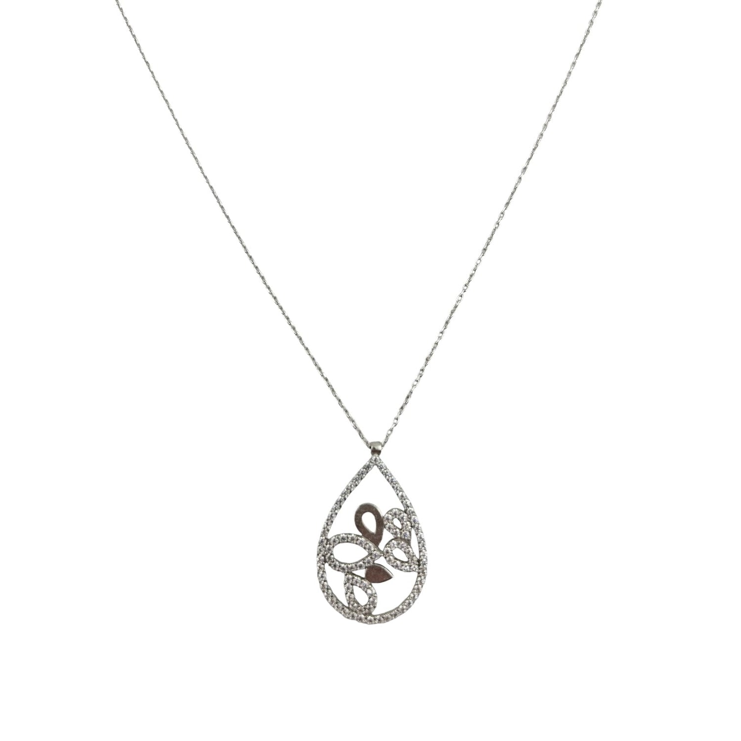 Sterling Silver CZ Womens Necklace