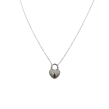 Sterling Silver CZ Heart Womens Necklace