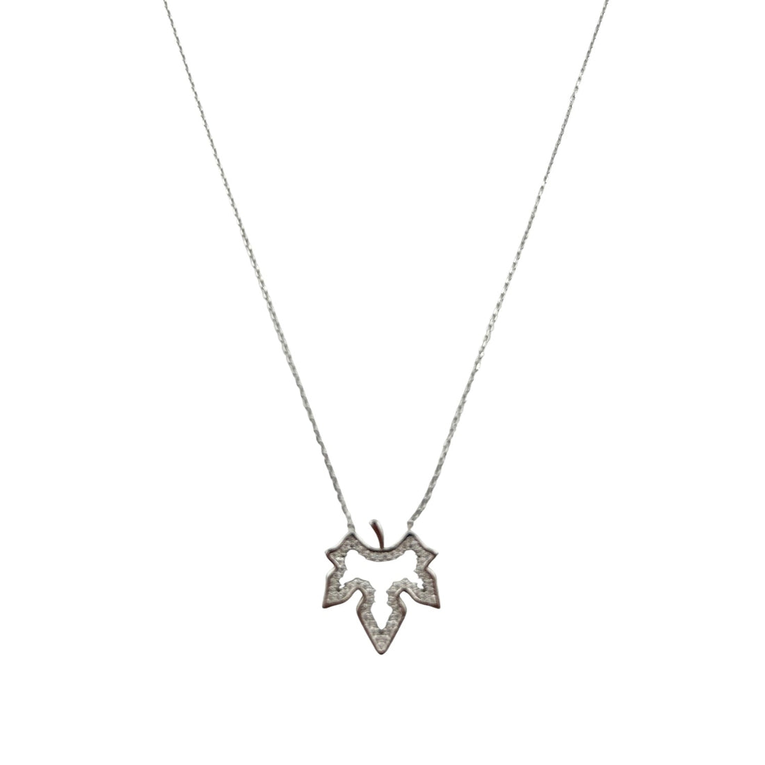 Sterling Silver CZ Maple Leaf Womens Necklace