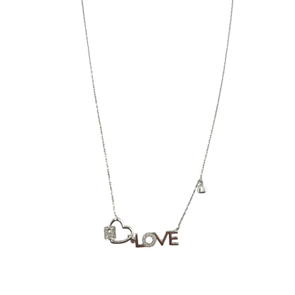 Sterling Silver CZ Heart Love Womens Necklace