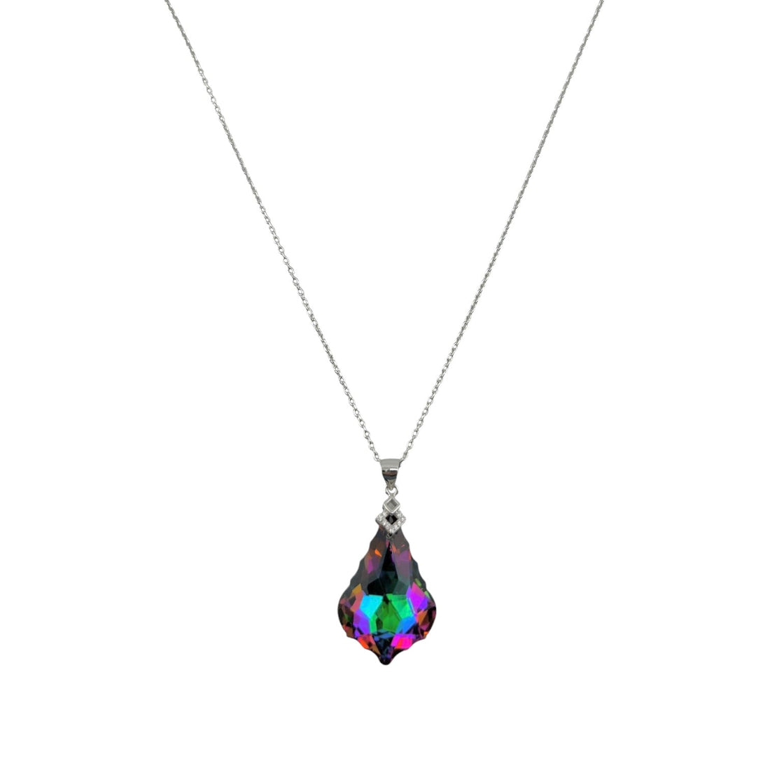 Sterling Silver CZ Colored Womens Necklace