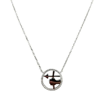 Sterling Silver CZ Arrow Womens Necklace