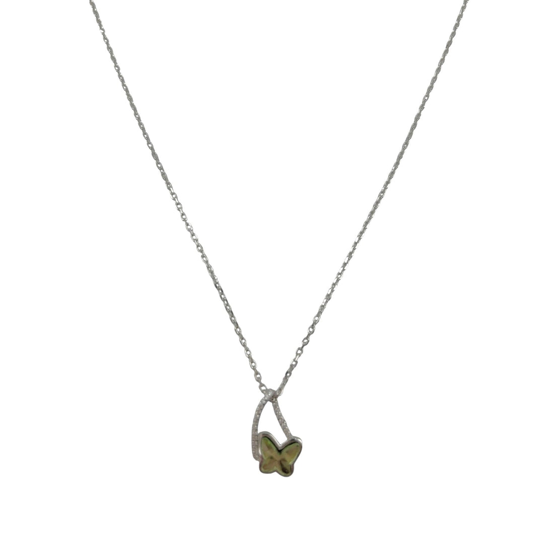 Sterling Silver CZ Butterfly Womens Necklace