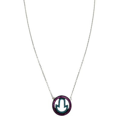 Sterling Silver CZ Multicolor Turkish Womens Necklace