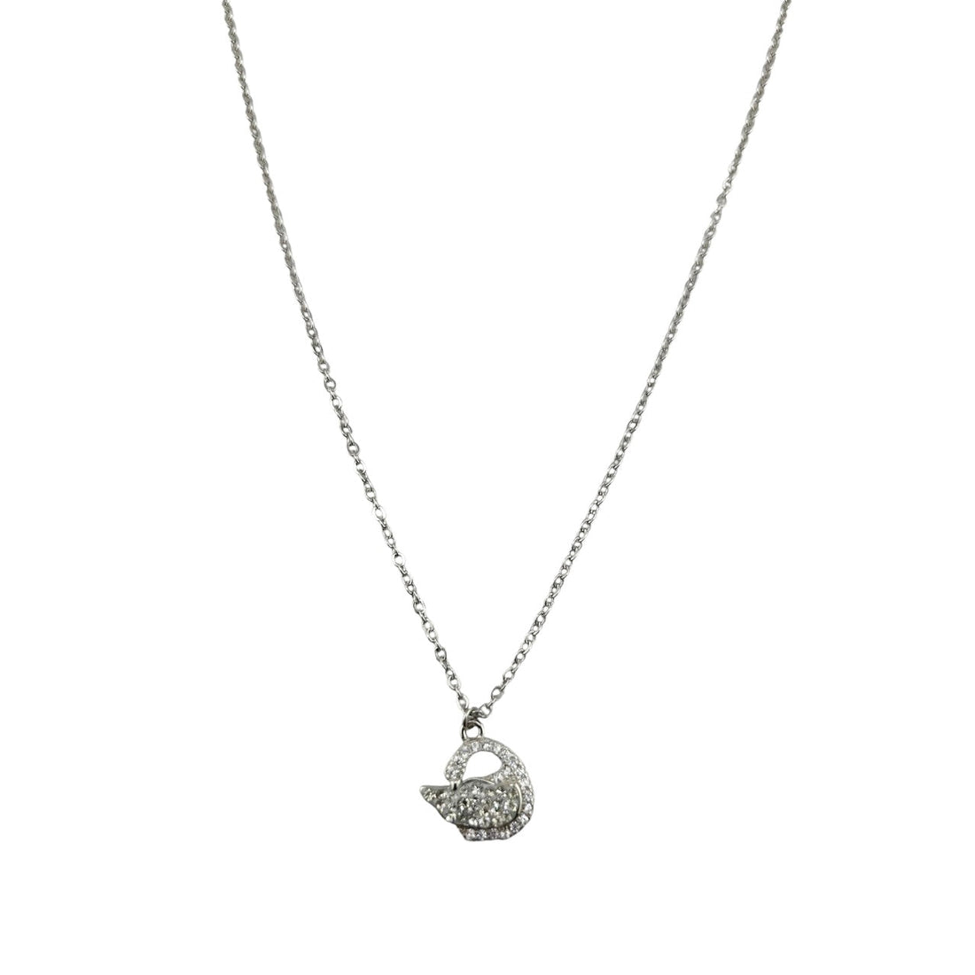 Sterling Silver CZ Swan Womens Necklace