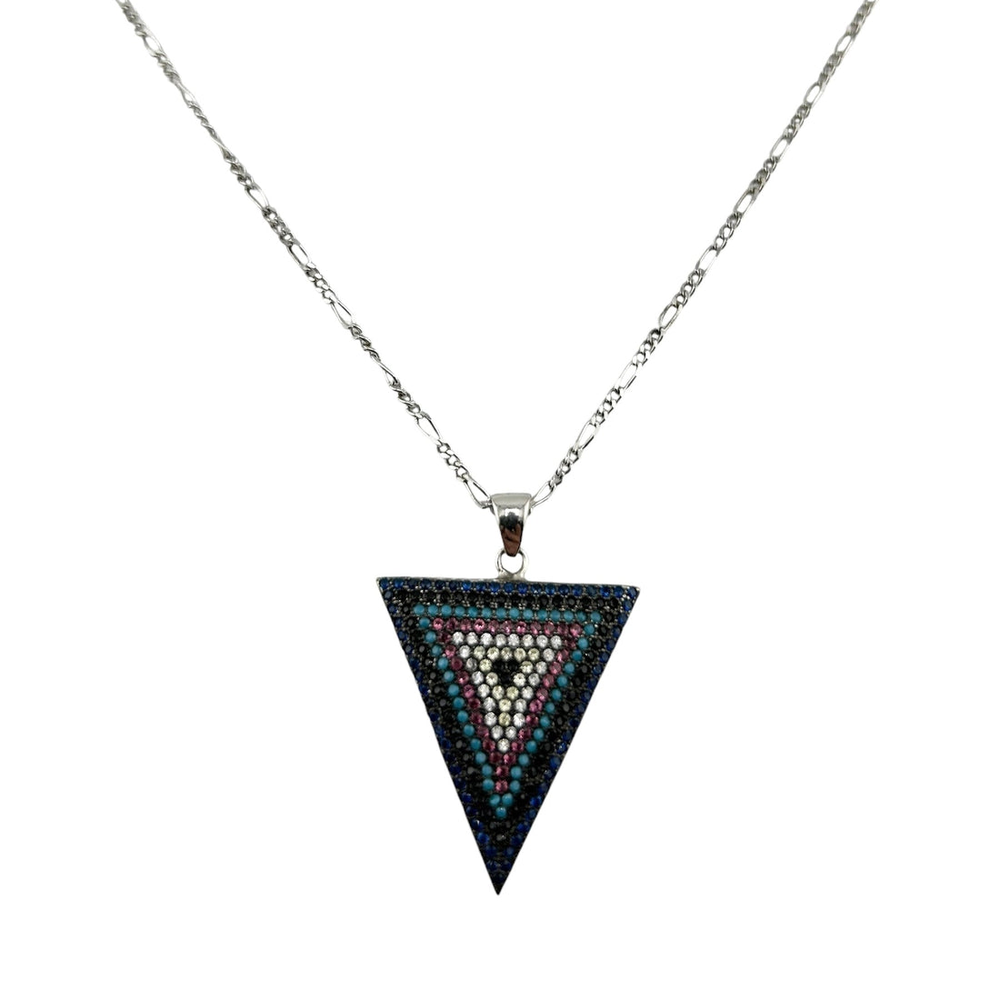 Sterling Silver CZ Multicolor Womens Necklace