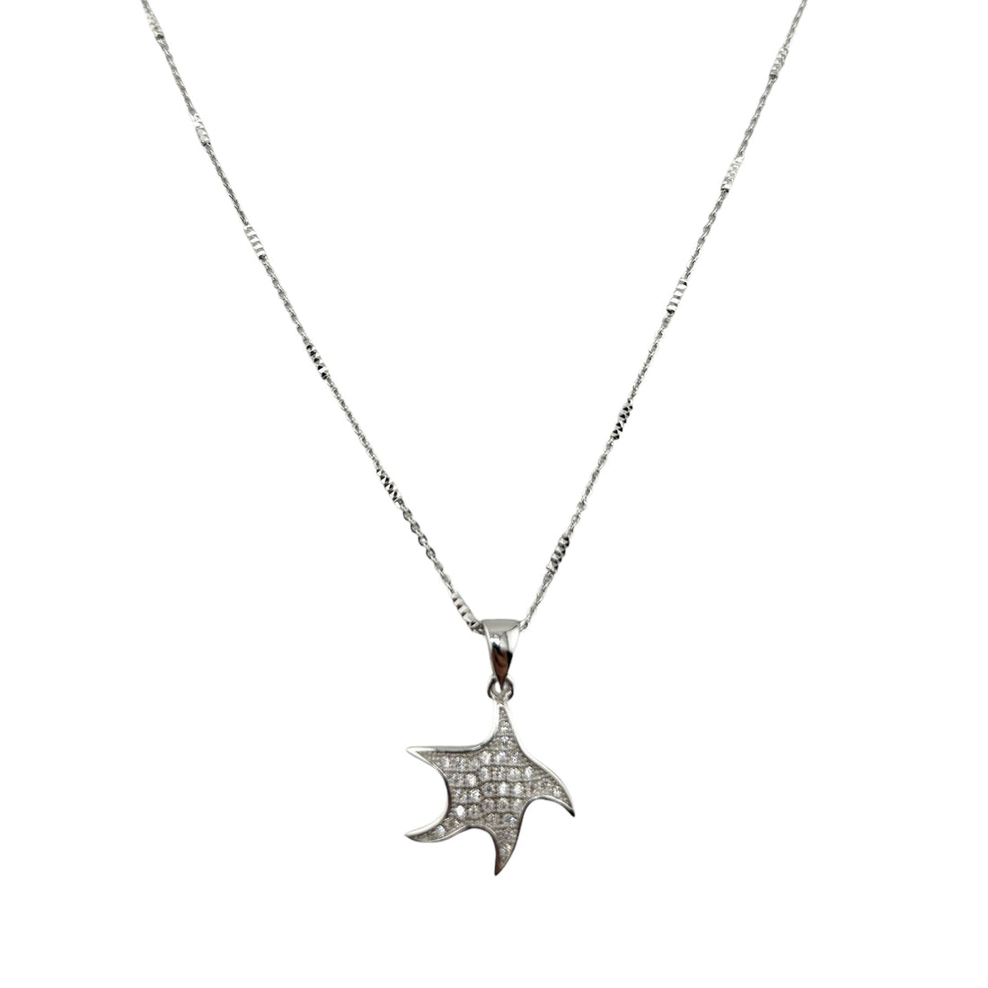 Sterling Silver CZ Starfish Womens Necklace