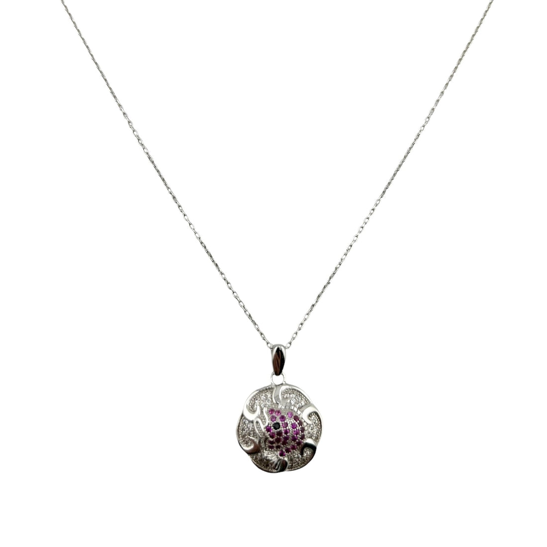 Sterling Silver CZ Flower Womens Necklace