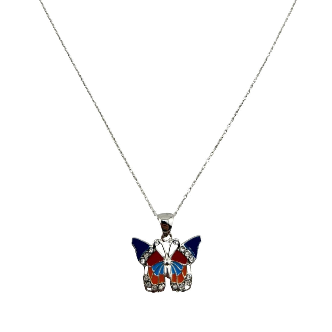 Sterling Silver CZ Butterly Womens Necklace