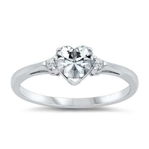Sterling Silver Clear CZ Heart Ring