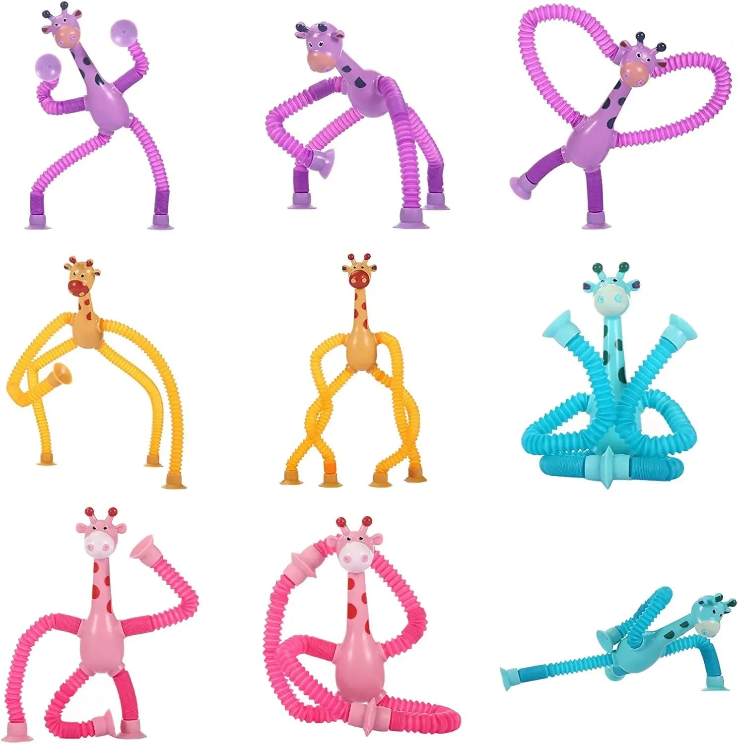 Children Suction Cup Toys Pop Tubes Stress Relief Telescopic Giraffe Fidget Toy Sensory Bellows Anti-stress Squeeze Kid Boy Girl