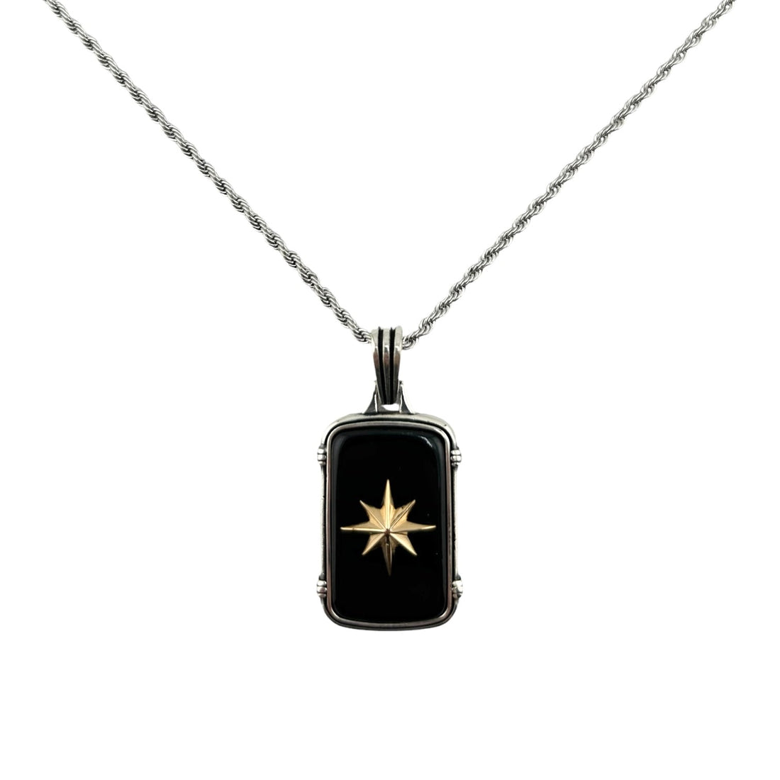 Sterling Silver Onyx Compass Pendant