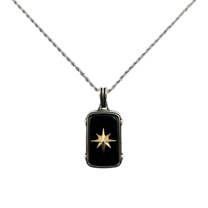 Sterling Silver Onyx Compass Pendant