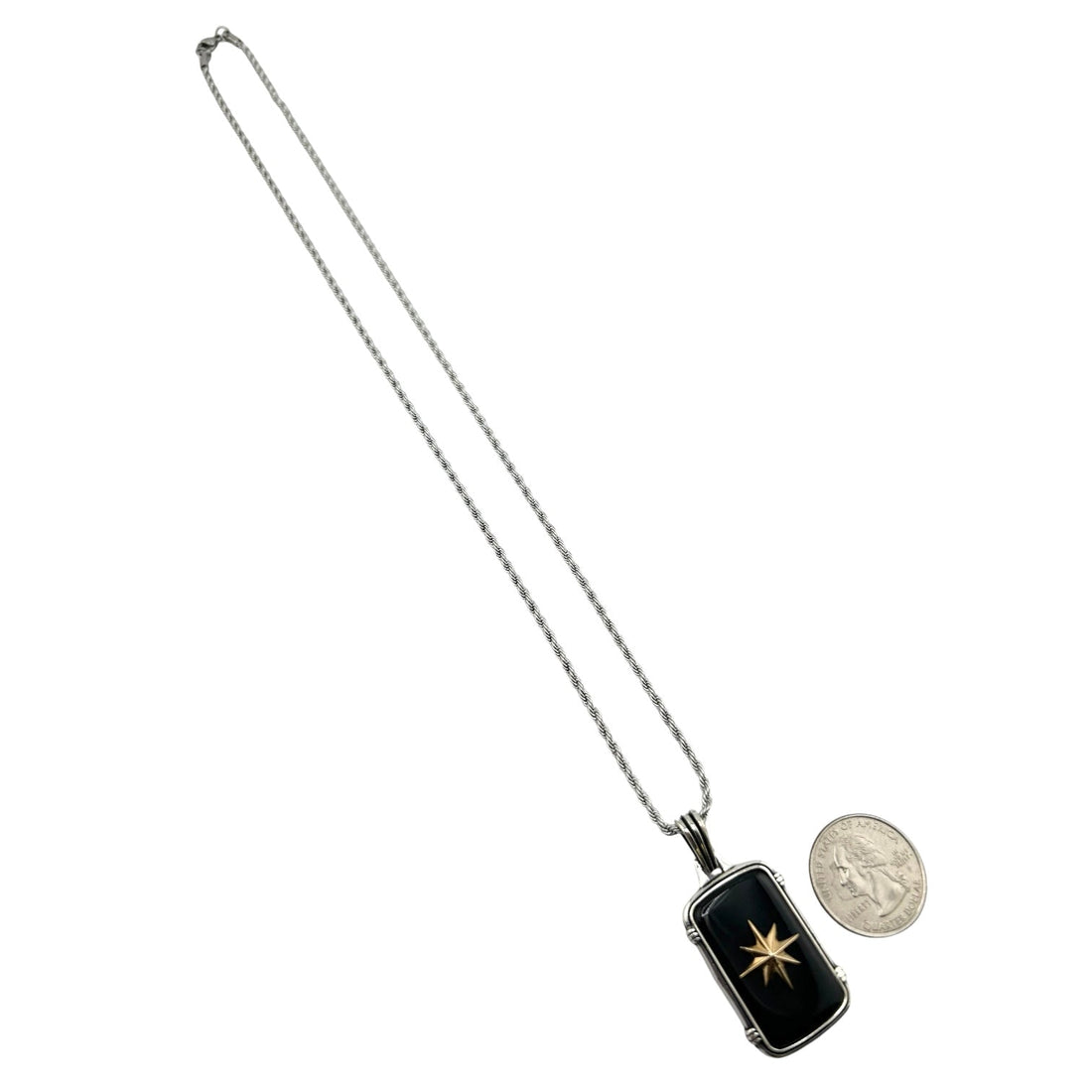 Sterling Silver Onyx Compass Pendant