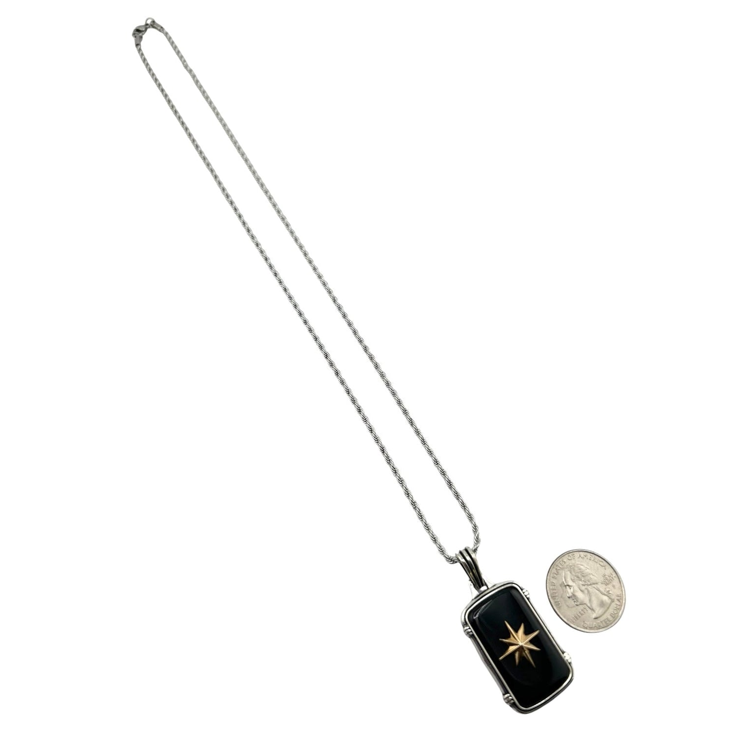 Sterling Silver Onyx Compass Pendant