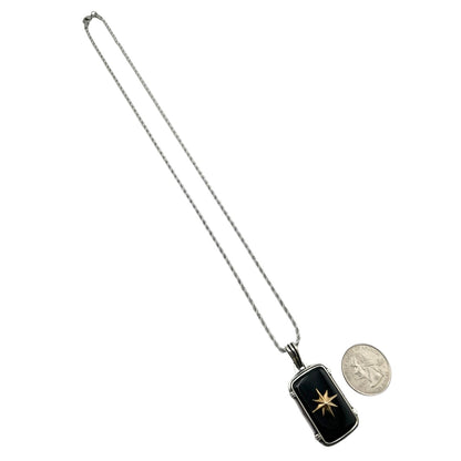 Sterling Silver Onyx Compass Pendant