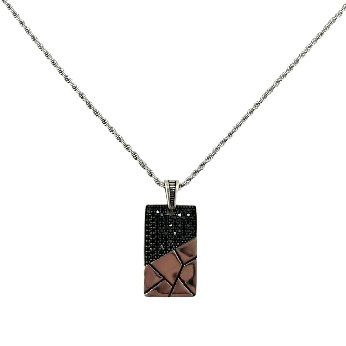 Sterling Silver Mens CZ Pendant