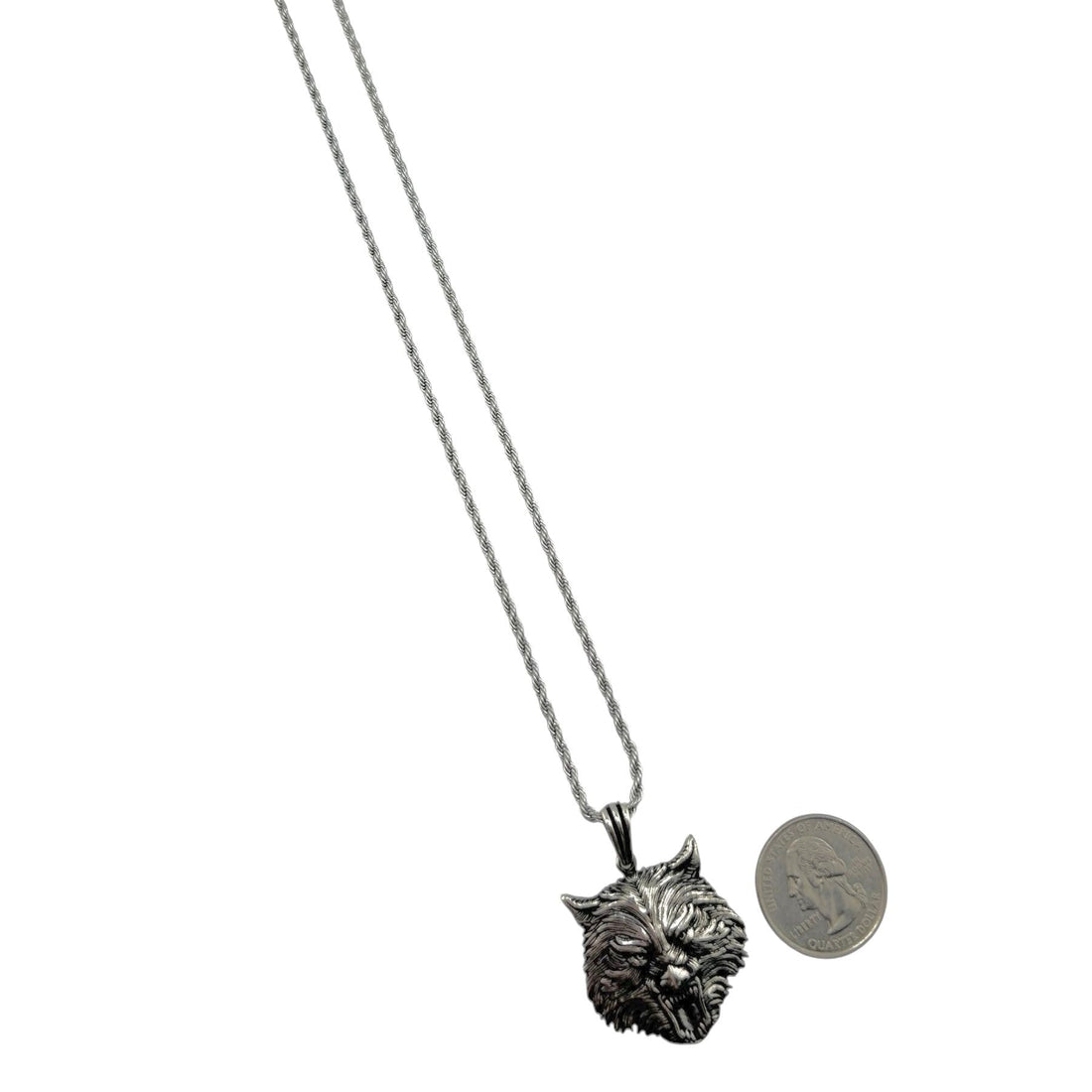 Sterling Silver Wolf Mens Pendant